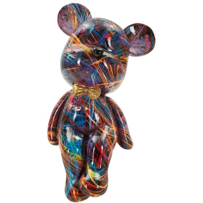 Figura decorativa orsetto Psyco Mauro Ferretti 12,5x9,5x25 cm multicolore con fiocco dorato