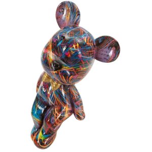 Figura decorativa orsetto Psyco Mauro Ferretti 12,5x9,5x25 cm multicolore con fiocco dorato