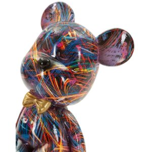 Figura decorativa orsetto Psyco Mauro Ferretti 12,5x9,5x25 cm multicolore con fiocco dorato