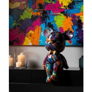 Figura decorativa orsetto Psyco Mauro Ferretti 12,5x9,5x25 cm multicolore con fiocco dorato