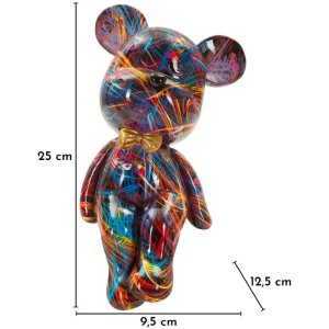 Figura decorativa orsetto Psyco Mauro Ferretti 12,5x9,5x25 cm multicolore con fiocco dorato