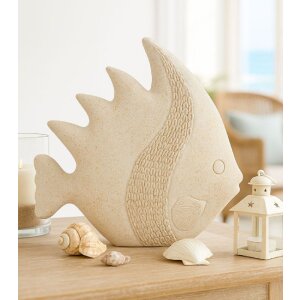 Figura decorativa pesce sabbia Mauro Ferretti 25,3x8,6x24,5 cm Beige