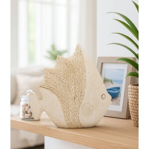 Statua decorativa pesce sabbia Mauro Ferretti 16,7x6,5x16,8 cm Beige