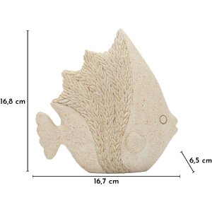 Statua decorativa pesce sabbia Mauro Ferretti 16,7x6,5x16,8 cm Beige