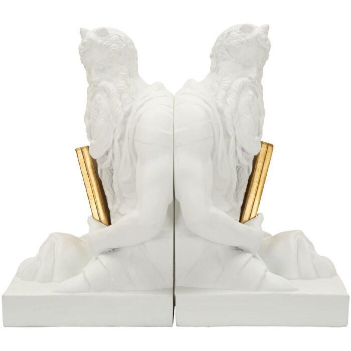 Set di supporti per libri Mauro Ferretti POSEIDONE 25,5x15x22,3 cm (2 pezzi) Bianco con dettagli dorati