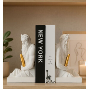 Set di supporti per libri Mauro Ferretti POSEIDONE 25,5x15x22,3 cm (2 pezzi) Bianco con dettagli dorati