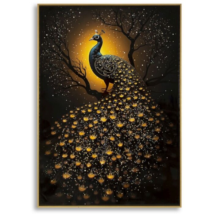 Quadro murale Mauro Ferretti "Pavone" – Tela decorativa con cornice 70x100 cm