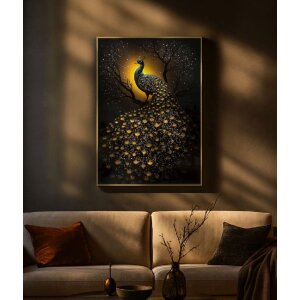 Quadro murale Mauro Ferretti "Pavone" – Tela decorativa con cornice 70x100 cm