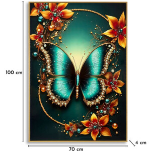 Quadro da parete Mauro Ferretti "Butterfly" – tela decorativa con cornice 70x100 cm, multicolore con accenti turchesi e dorati