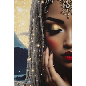 Quadro da parete Mauro Ferretti "Venus" con LED – tela decorativa 70x100 cm multicolore con accenti dorati