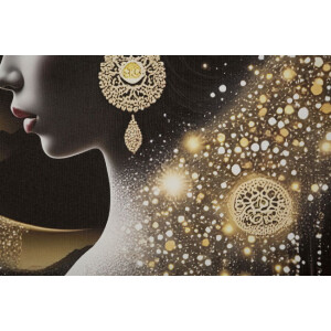 Quadro da parete Mauro Ferretti "Inda" con LED 60x90 cm multicolore con accenti dorati