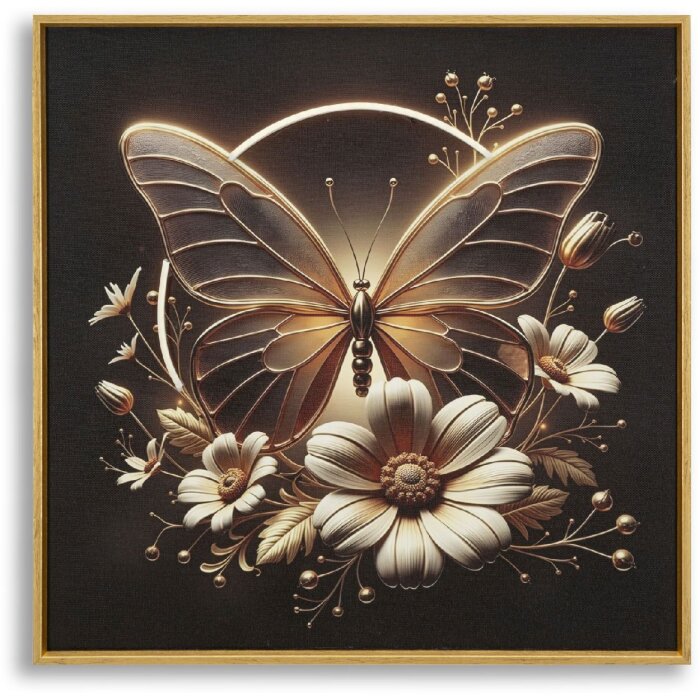 Quadro a parete Mauro Ferretti "Butterfly" con LED – tela e cornice 50x50 cm