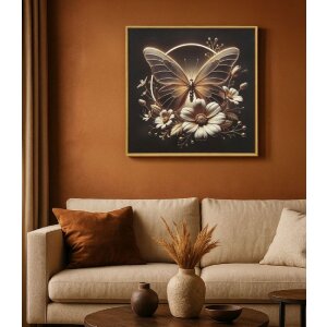 Quadro a parete Mauro Ferretti "Butterfly" con LED – tela e cornice 50x50 cm