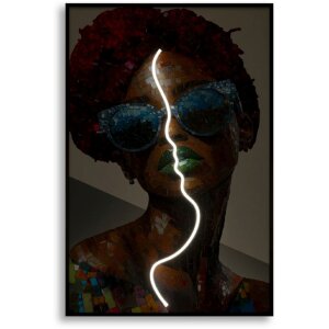 Quadro da parete Mauro Ferretti "Afro" con LED – stampa su tela 60x90 cm con applicazione 3D
