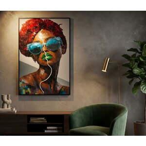 Quadro da parete Mauro Ferretti "Afro" con LED – stampa su tela 60x90 cm con applicazione 3D