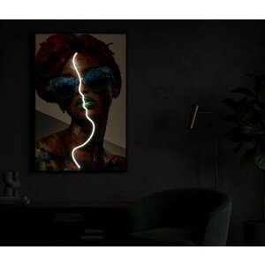 Quadro da parete Mauro Ferretti "Afro" con LED – stampa su tela 60x90 cm con applicazione 3D