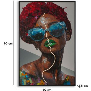 Quadro da parete Mauro Ferretti "Afro" con LED – stampa su tela 60x90 cm con applicazione 3D