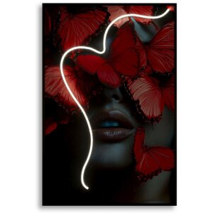 Quadro LED "Butterflies" Mauro Ferretti 60x90 cm – applicazione 3D in acrilico multicolore rosso