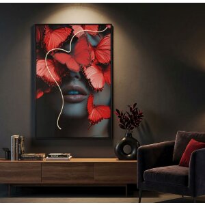 Quadro LED "Butterflies" Mauro Ferretti 60x90 cm – applicazione 3D in acrilico multicolore rosso