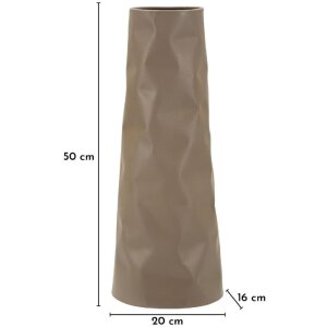 Vaso "Norimberga" Mauro Ferretti 16x20x50 cm, ferro, colore crema, forma alta e conica, superficie strutturata, stile moderno e industriale