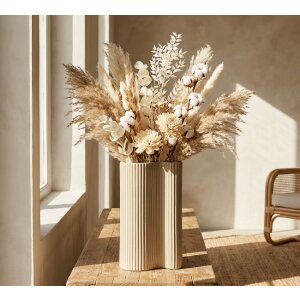 Vaso "Frankfurt" di Mauro Ferretti 21x12x36 cm Bianco Ferro Superficie ondulata opaca