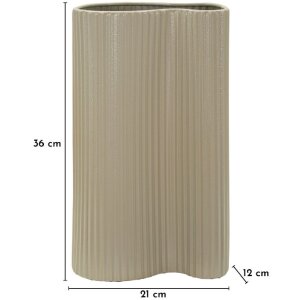 Vaso "Frankfurt" di Mauro Ferretti 21x12x36 cm Bianco Ferro Superficie ondulata opaca