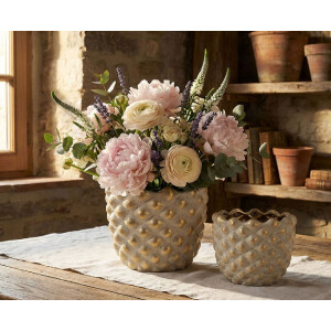 Set di due vasi da fiori Mauro Ferretti "Pepitas" Ø23x18 cm / Ø18,5x15,5 cm Grigio/Gold