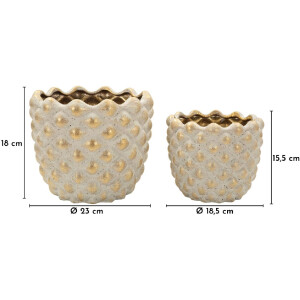 Set di due vasi da fiori Mauro Ferretti "Pepitas" Ø23x18 cm / Ø18,5x15,5 cm Grigio/Gold