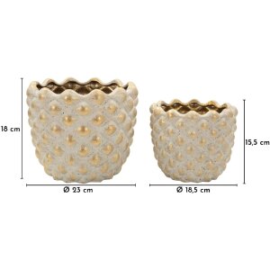 Set di due vasi da fiori Mauro Ferretti "Pepitas" Ø23x18 cm / Ø18,5x15,5 cm Grigio/Gold