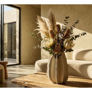 Vaso "Ester" di Mauro Ferretti Ø26x40 cm, Polyresin, colore Natur/Creme con superficie granulata