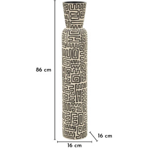 Vaso "Nairobi" Mauro Ferretti Ø16x86 cm Bianco/Nero