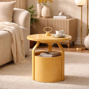 Tavolino da terra Mauro Ferretti Iris Creme Ø 44x43 cm in plastica