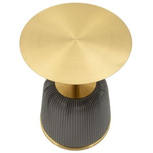 Mauro Ferretti Beistelltisch Egle Grau Gold Ø40x55 cm Metall PU