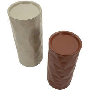 Set di due tavolini da accanto Mauro Ferretti Norimberga Ø 30x70 / Ø 27x60 cm metallo rosso e bianco