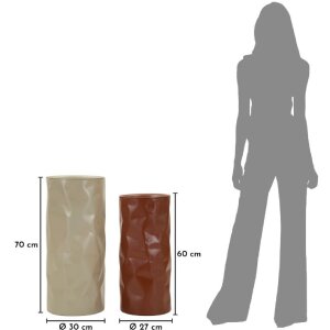 Set di due tavolini da accanto Mauro Ferretti Norimberga Ø 30x70 / Ø 27x60 cm metallo rosso e bianco