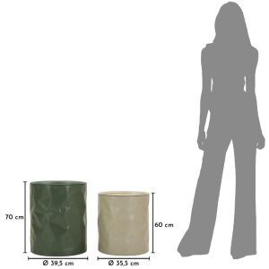 Set di due tavolini da salotto Mauro Ferretti Norimberga, Ø 39,5x48 cm e Ø 35,5x40 cm, metallo, bianco e verde