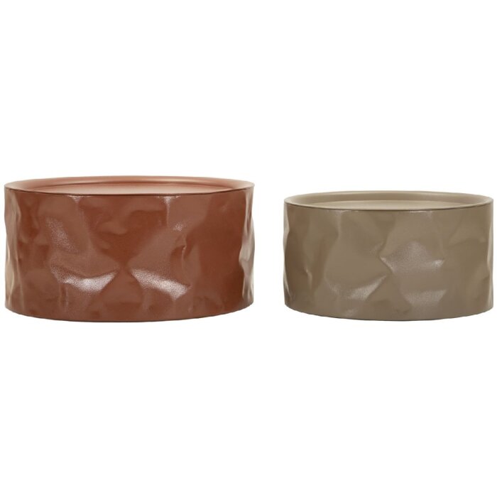 Set di 2 tavolini da salotto Mauro Ferretti Norimberga Metallo Rosso e Bianco Ø 62x30 cm e Ø 51x26 cm