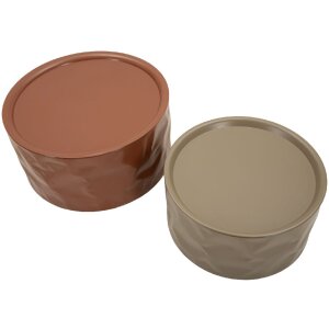 Set di 2 tavolini da salotto Mauro Ferretti Norimberga Metallo Rosso e Bianco Ø 62x30 cm e Ø 51x26 cm