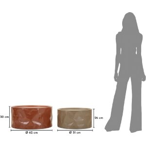 Set di 2 tavolini da salotto Mauro Ferretti Norimberga Metallo Rosso e Bianco Ø 62x30 cm e Ø 51x26 cm