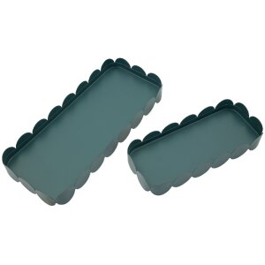 Set di due vassoi Saturno Ottanio Mauro Ferretti rettangolari in metallo 40x16,5x4,5 cm e 29x12x4,5 cm