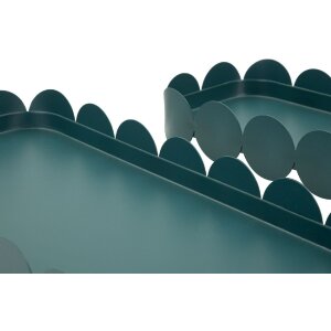 Set di due vassoi Saturno Ottanio Mauro Ferretti rettangolari in metallo 40x16,5x4,5 cm e 29x12x4,5 cm