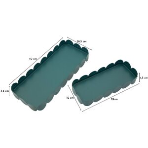 Set di due vassoi Saturno Ottanio Mauro Ferretti rettangolari in metallo 40x16,5x4,5 cm e 29x12x4,5 cm