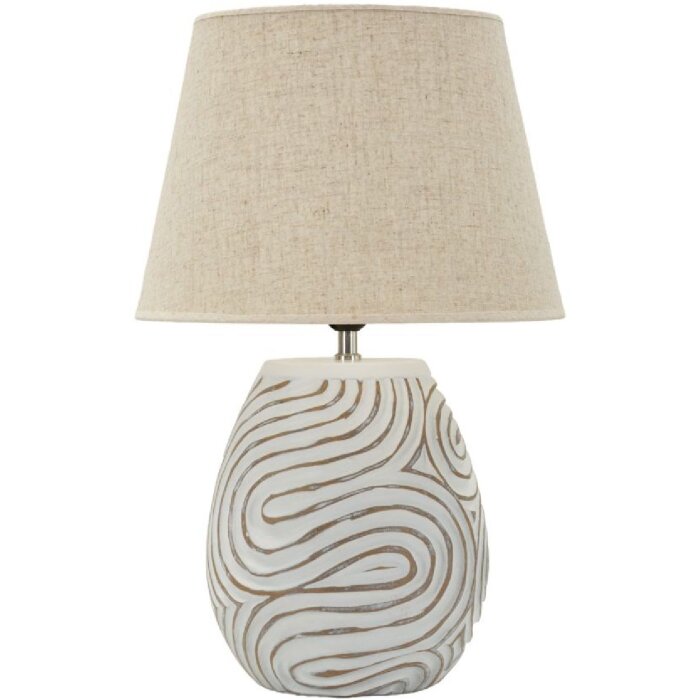 Lampada da tavolo Mauro Ferretti Oblix Ø35x55 cm in polyresin, ferro e tessuto, multicolore