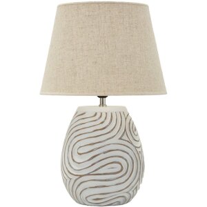 Lampada da tavolo Mauro Ferretti Oblix Ø35x55 cm in polyresin, ferro e tessuto, multicolore