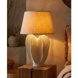 Lampada da tavolo Mauro Ferretti Ester Ø40x63 cm Ivory Polyresin Ferro Tessuto