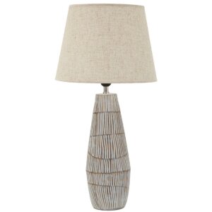 Lampada da tavolo Mauro Ferretti Hanoi Ø35x69,5 cm in polyresin, ferro e tessuto