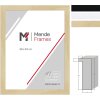 Cornice in legno massiccio MendeFrames H980 con profondità di inserimento 55 mm, colori naturale, bianco e nero, formati da 20x20 cm a 70x100 cm