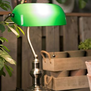 LumiLamp 5LL-5100 Lampada da scrivania Banker 27x17x41 cm Metallo verde Vetro