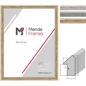 Cornice in legno MendeFrames H790 Strandhaus Bianco Grigio Marrone 10x10 fino a 70x100 cm