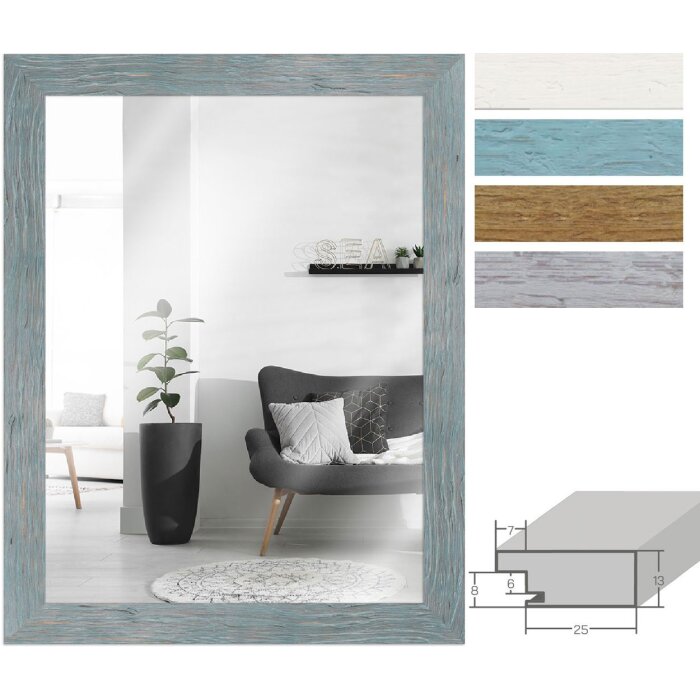 MendeFrames H750 Wandspiegel Massivholz 3,2 cm Flachprofil